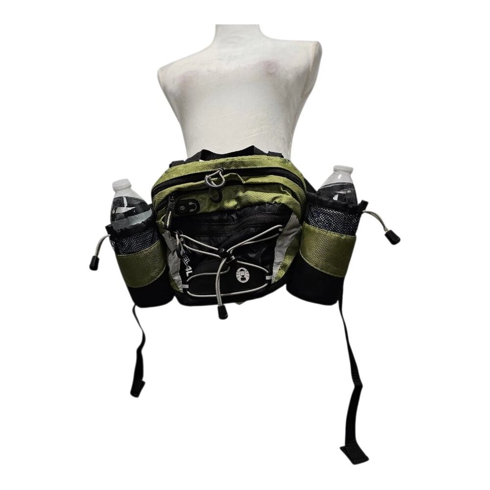 Coleman Green Revel 4L Hiking Waist Pack Zip Pockets With 2 Water Bottle Pockets